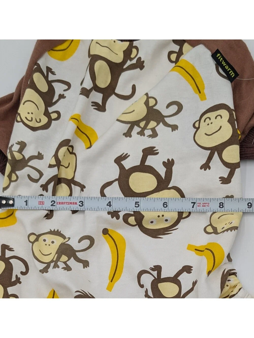 Fitwarm Dog Pajamas Size L Monkey Banana Print Pet One Piece Brown NWT